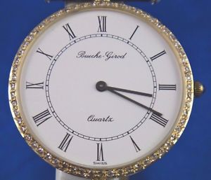 Bueche Girod Swiss Quartz Watch 18k Gold Case and Buckle 60 Diamonds 0.75ct TDW