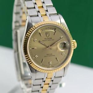 TUDOR PRESIDENT 76213 STEEL/GOLD DIAMOND DIAL AUTOMATIC MEN'S WATCH