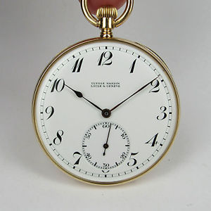 Vintage ULYSSE & NARDIN pocket watch, 18 kts solid gold, excellent !!