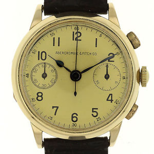 Abercrombie & Fitch Vintage Chronograph Watch 1940's 14k Solid Gold Men's
