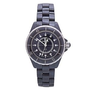 Chanel J12 Black Ceramic Diamond Dial Automatic Quartz Women's Watch
