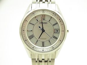 Used[A] Watch Men CITIZEN AS7080-54A Radio clock Silver / Shell TI O6N