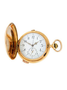 Quarter Hour “Carillon” Repeater Chronograph Swiss 14k YG Pocket Watch c.1890’s