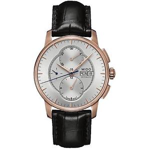 MIDO MEN'S BLACK LEATHER BAND ROSE GOLD IP CASE AUTOMATIC WATCH M86073104