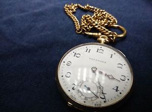 Very rare 14k solid gold Eberhard pocket watch.  Good running condition.