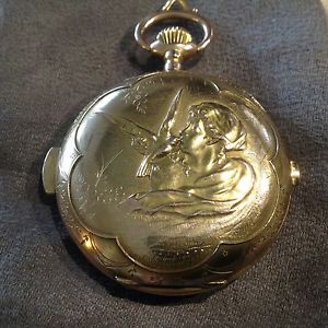 SWISS ANTIQUE 14K REPOSE MINUTE REPEATER CHRONOGRAPH POCKET WATCH