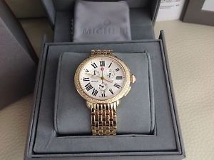 Michele Serein Chronograph MW21A01B0966 Yellow Gold Watch W/ Extra Leather Band