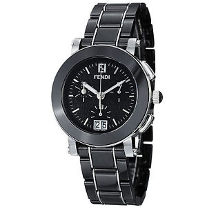Fendi Women's F661110 'Ceramic' Black Dial Chronograph Quartz Bracelet Watch