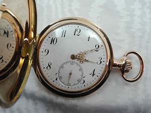 RARITÄT UNION GLOCKE Savonette Taschenuhr in 14 kt. Gelbgold um 1900 Jh. Gold