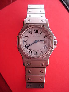 RELOJ CARTIER SANTOS RONDE UNISEX AUTOMATIC, OCTOGONAL 32MM, ACERO, FECHA, CAJA