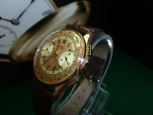 Vintage Geneve SWISS Kelbert 18K Solid Rose Gold Chronograph CIRCA 1940's
