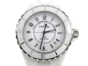 Auth CHANEL Stainless Steel Ceramic J12 Wristwatch Waterproof  Automatic Men