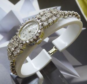 Vintage Ladies Hamilton Wristwatch 14K White Gold & 2.75ct. Diamonds with Box