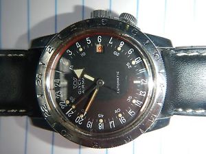 Vintage Glycine Airman Pilot's Automatic Watch 24 Hour Dial  1700/01 Vietnam Era
