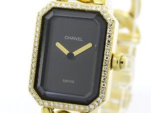 Polished CHANEL Premiere size M Custom Diamond 18K Gold Watch H0113 (BF098363)