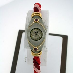 NEW DeLaneau Les Delicates $17,600.00 18k Gold Diamond, Crystal, Rubies watch.