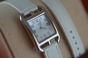 AUTH Hermes CAPE COD PM Mother of Pearl CC1.210 Double Tour Ladies Watch
