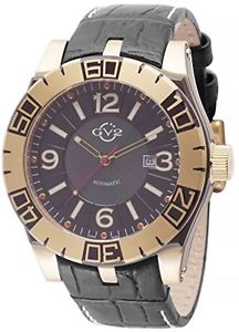 GV2 by Gevril Men's 8002 La Luna Automatic Rose-Gold IP Black  Leather Watch