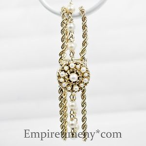 Kingston 17 Jewels 14K Gold w/ Pearls Vintage Ladies Bracelet Watch