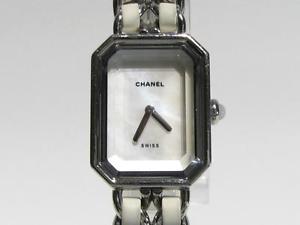 Auth CHANEL Stainless Steel Leather Premiere M Wratch Womens Quartz