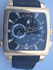 Ulysse Nardin 326-90/92 18kt Rose Gold Quadrato Dual Time Perpetual Mens Watch