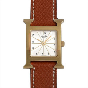 Used Watch Women HERMES H Watch HH1.201 Quartz Silver Gold plate O3L