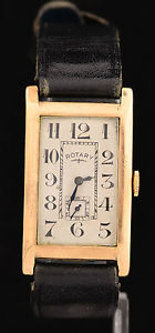 Vintage 9K Gold Rotary Wrist Watch with White Dial Case Marked 9040 Mono: S