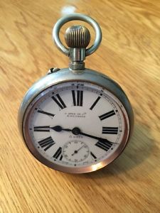 Large 8 Day Pocket  Watch With Nice Glass Display. Diameter Approx. 3.5 Inches.
