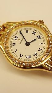 WOMEN AUTHENTIC MOVADO WATCH SOLID 14K YELLOW GOLD WHITE DIAL WITH 36 DIAMONDS