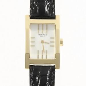Used[B] Watch Hermes TA1.285 tandem YG Quartz White Shell Black H1O
