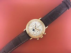Walden International Co. 18K Gold Mens Watch Triple Date Moonphase Chronograph