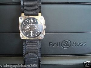 Bell & Ross Aviation Black Dial Chronograph Automatic Men's Watch Steel...