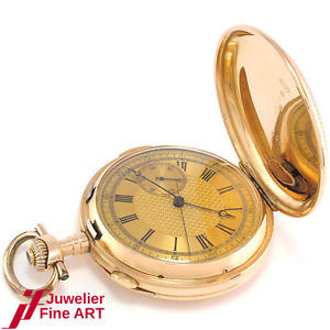 Sprungdeckel-Taschenuhr - 14K. Gold - Viertelrepetition - Chronograph - 114,7 g