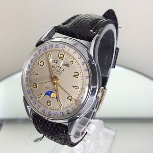 Vintage BUTEX Moonphase Day/Date 17j Handaufzug SWISS MADE TOP #p61