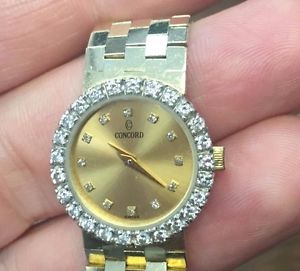 Vintage Ladies 14K gold Concord Watch with Diamonds