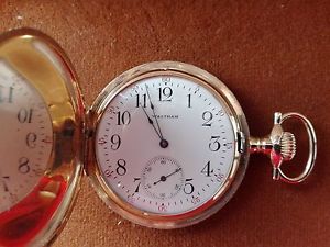 WALTHAM 14k. GOLD HUNTER CASE POCKET WATCH.