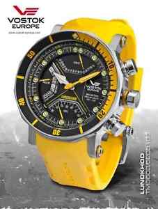 1st Edition VOSTOK Europe Lunokhod 2 Multi-Function 6205188 Yellow 6205206 RARE
