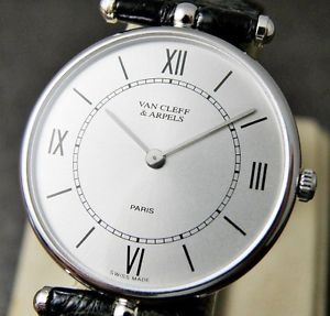 VANCLEFF & ARPELS /18K White Solid Gold Case & Buckle /Quartz/Men's WRIST WATCH