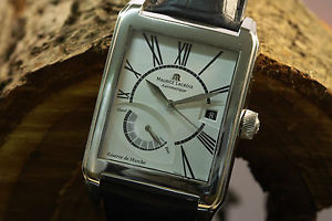 UHR Maurice Lacroix Pontos Rectangulaire Herrenuhr,  schwarzes Lederband, 7018