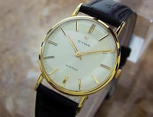 Cyma Swiss Made Vintage 1950s Manual Gold Plated Collectible Mens Watch H11