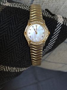 Ebel Classic Sport 1157111 Ladies Two Tone 18k Yellow Gold SS Diamond Bezel