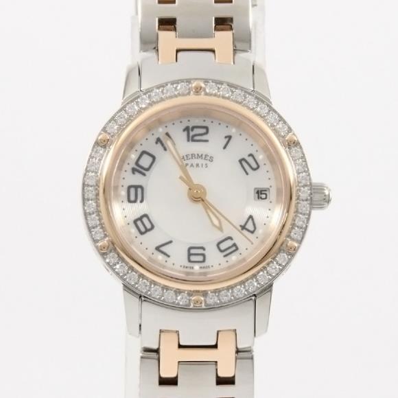 Used[B] Watch Hermes CP1.222 Clipper PG Combi / D Quartz White Shell Arabic U5I