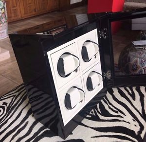 NEW AGRESTI ITALIAN BLK/BR BRIARWOOD 4 WATCH WINDER BOX - $7850 LIM ED - MOD 304
