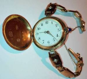 Antique Pink Gold Ladies Watch Jeweled Movement