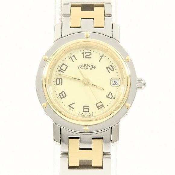 Used[B] Watch Hermes CL4.220 Clipper Combi Quartz Ivory Arabic D9H