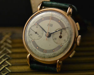 ARSA EXTRA VINTAGE CHRONOGRAPH WATCH UHR MONTRE 18K SOLID ROSE GOLD LANDERON 39