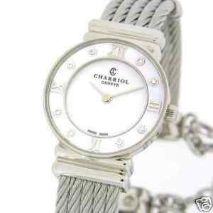 Auth CHARRIOL "Saint-Tropez" Ref.028/3  8P Diamonds Quartz,  Women's watch