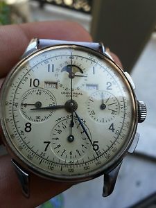 CRONOGRAPH UNIVERSAL GENEVE TRI-COMPAX moon phase  cal.287 steel.