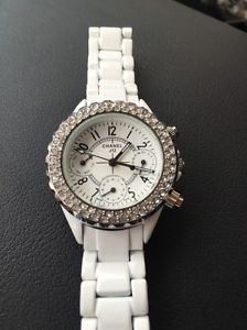 Womens Chanel J12 Ceramic Diamonds Chronograph White 50713 Automatic Swiss Made