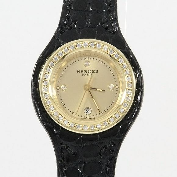 Used[B] Watch Hermes HA1.286 Arne YG / D Â· 3P Quartz Gold Diamond Bra B6P